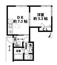 1DKの間取図