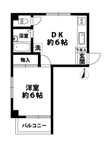 1DKの間取図