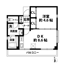 1DKの間取図