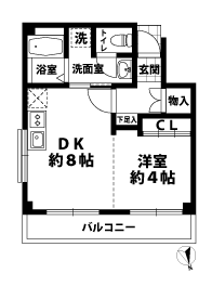 1DKの間取図