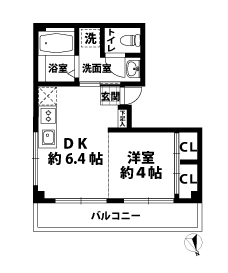 1DKの間取図