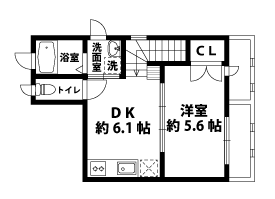 1DKの間取図