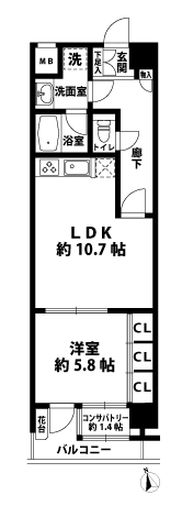 1LDKの間取図