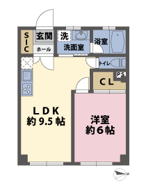 1LDKの間取図