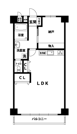 1LDKの間取図