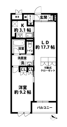 1LDKの間取図