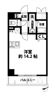 1Rの間取図