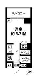 1Rの間取図