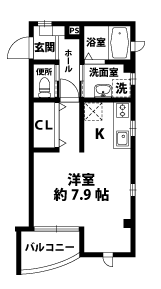 1Rの間取図