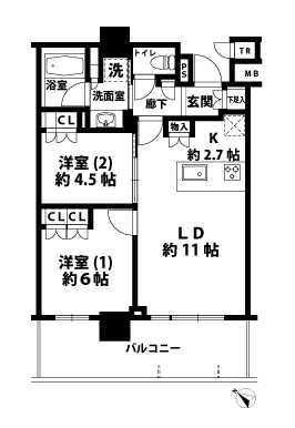 2LDKの間取図