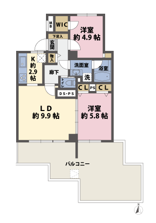 2LDKの間取図