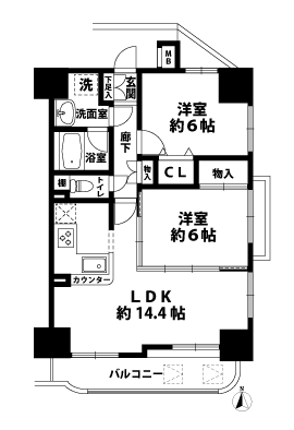 2LDKの間取図