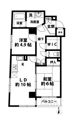 2LDKの間取図