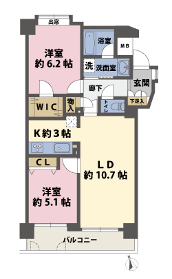 2LDKの間取図