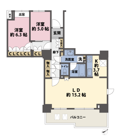 2LDKの間取図
