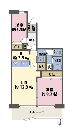 2LDKの間取図