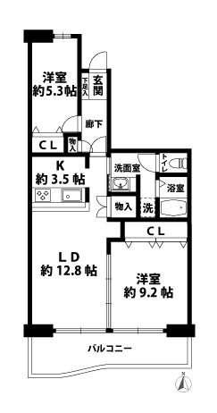 2LDKの間取図