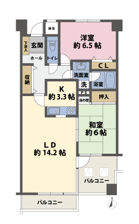 2LDKの間取図