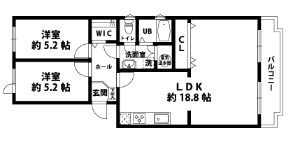 2LDKの間取図