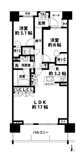 2LDKの間取図