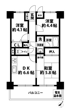 3DKの間取図