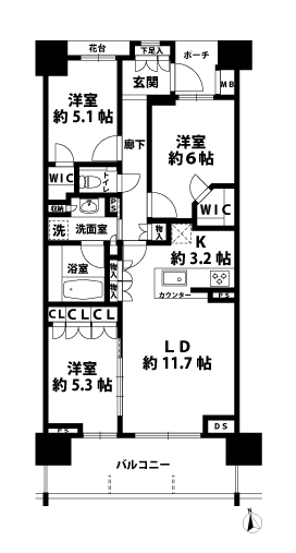 3LDKの間取図