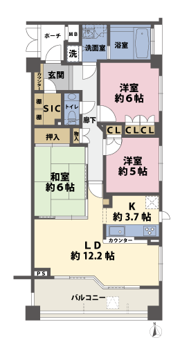 3LDKの間取図