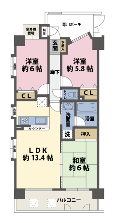 3LDKの間取図