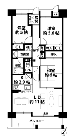 3LDKの間取図