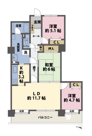 3LDKの間取図