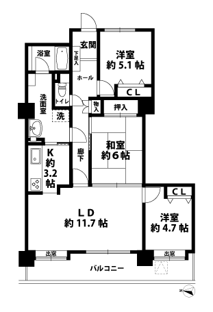 3LDKの間取図