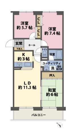 3LDKの間取図