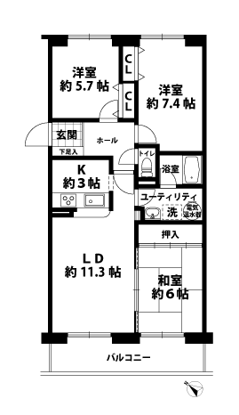 3LDKの間取図