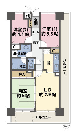 3LDKの間取図
