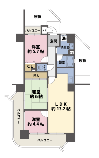 3LDKの間取図