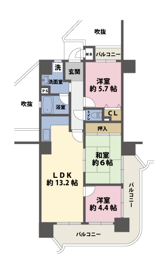 3LDKの間取図
