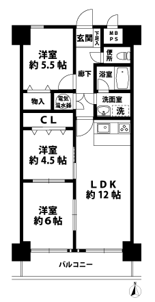 3LDKの間取図