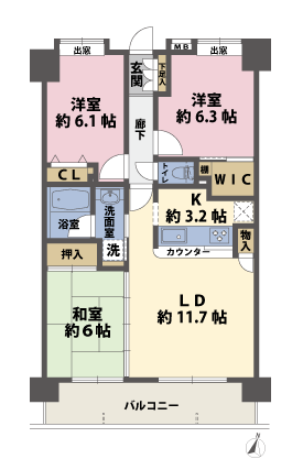 3LDKの間取図