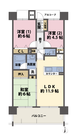 3LDKの間取図