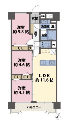 3LDKの間取図
