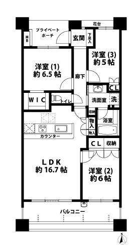 3LDKの間取図