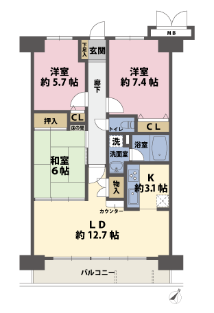 3LDKの間取図