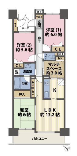 3SLDKの間取図