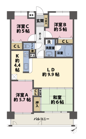 4LDKの間取図