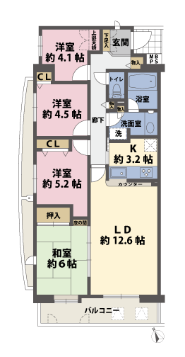 4LDKの間取図