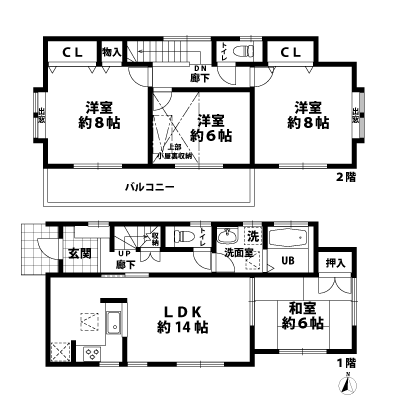 戸建2階の間取図