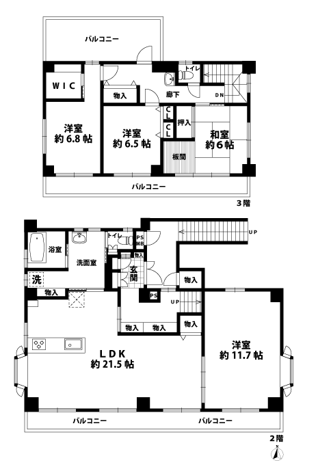 戸建2階の間取図