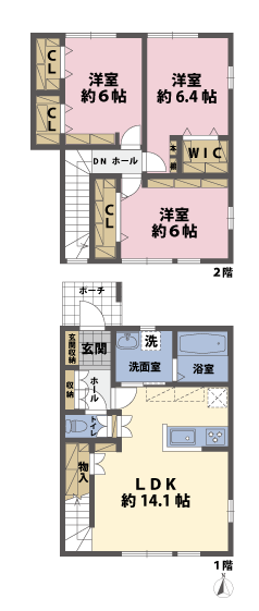 戸建2階の間取図