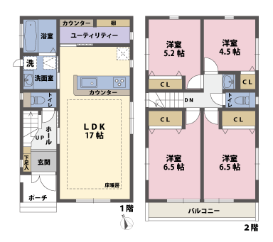 戸建2階の間取図