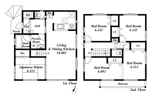 戸建2階の間取図